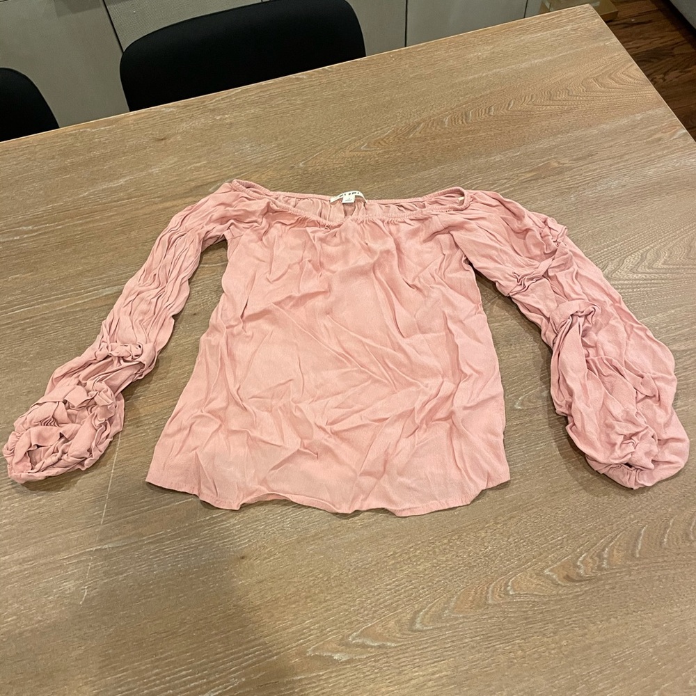 Blush lightpink Miami off shoulder long sleeve top